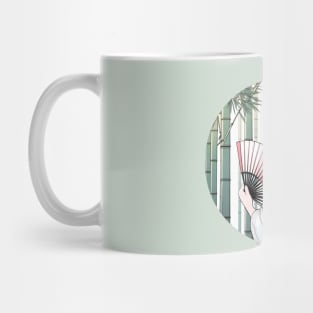 japanese girl uchiwa kimono Mug